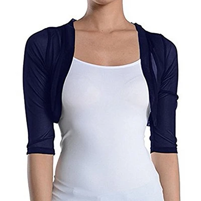 SHORT NAVY SHEER PLAIN CARDIGAN / COVERUP