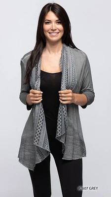 D.GREY CLASSY LACE TRIM CARDIGAN AT607