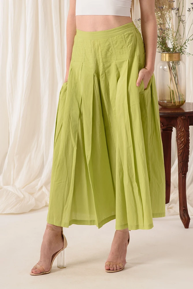 LIME GREEN FULLY WIDER PANT /PLAZZO STYLE