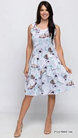 Printed Sleeveless Sweetheart Neck Dress Print 104