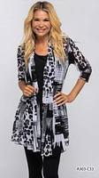 PRINTED CARDIGAN  BLACK & WHITE PRINT-C33