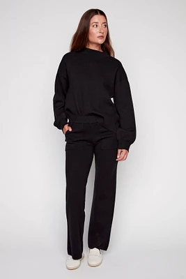 Straight leg cashmere blend pant