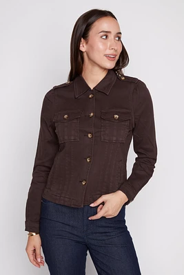 Crop stretch twill jacket