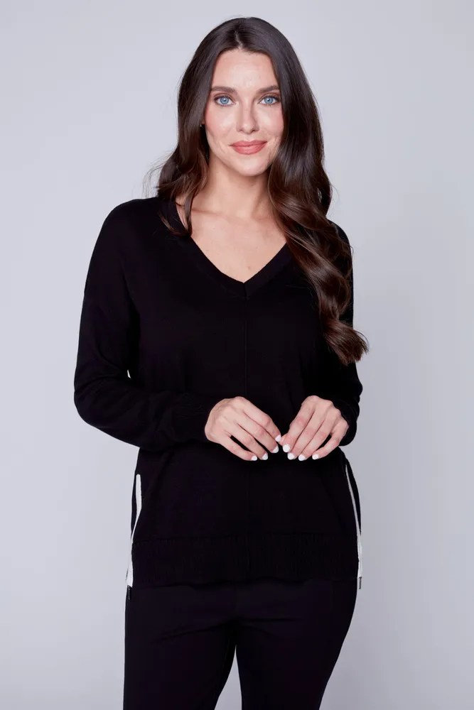 Zipper detail cotton top