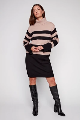 Striped cashmere blend knit dress