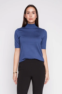 Solid mock neck sweater