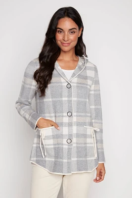 Plaid criss cross detail cardigan