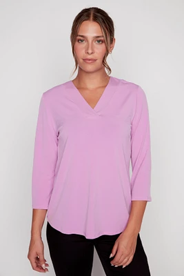 Solid v neck top