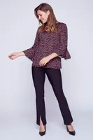 Twisted neckline soft knit top