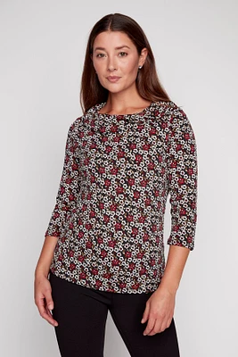 Mini floral top with buckle detail