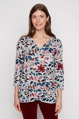 Layered hem leaf print top