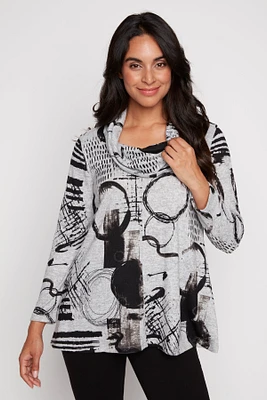 Abstract design tunic sweater