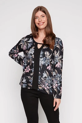 Floral keyhole top