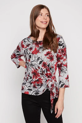 Floral tie side top