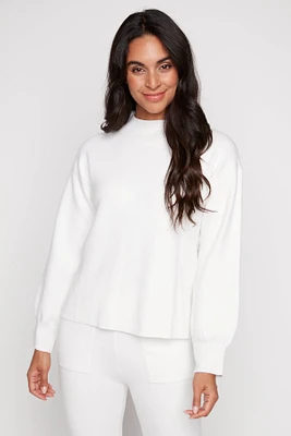 Hi-low solid cashmere blend sweater