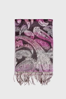 Paisley design scarf with fringe