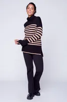 Wool blend stripe tunic sweater