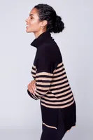 Wool blend stripe tunic sweater
