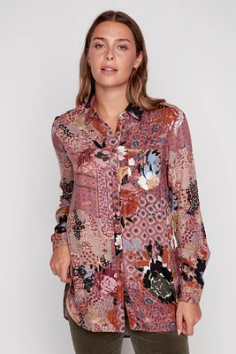 Patchwork print blouse