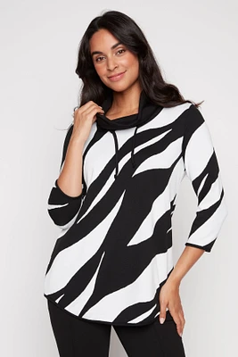 Abstract pattern knit top