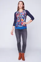 Abstract print knit top