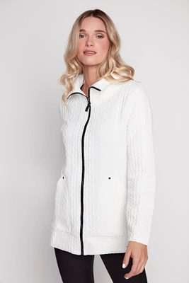 Zip front jacquard jacket