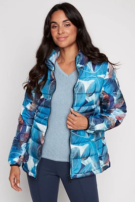 Pillow collar leaf print jacket