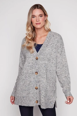 Speckled button front cardigan