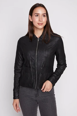 Zip front pleather jacket