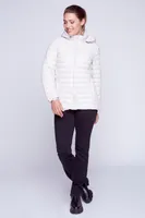 Horizontal quilt jacket with detachable hood