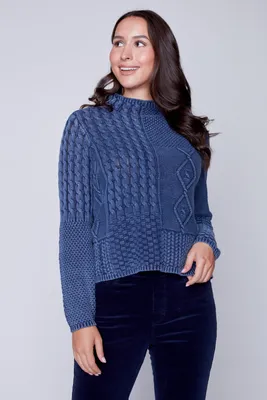 Two tone cotton ottoman design sweater