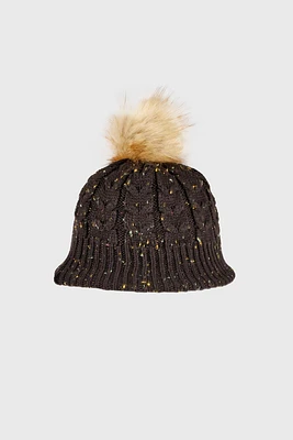 Speckled beanie with pompom