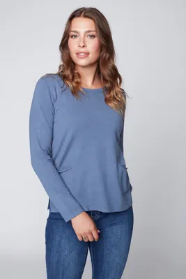 Solid tunic sweater