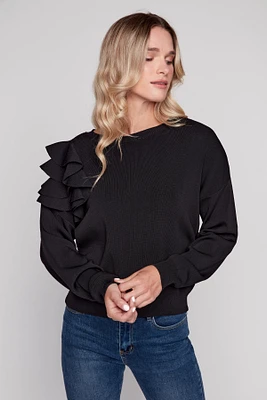 Shoulder bow detail sweater