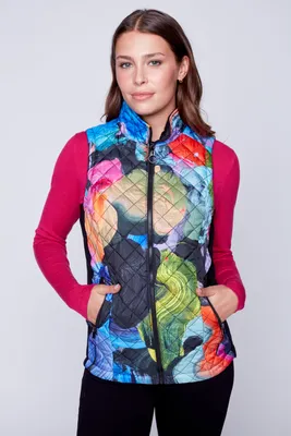 Diamond quilt printed vest