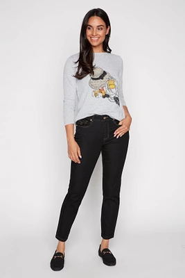 Five pocket straight leg jean