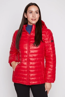 Zip front horizontal quilt jacket