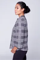 Short plaid cardigan