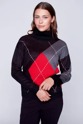 Argyle wool blend sweater