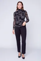 Houndstooth color block mesh design top