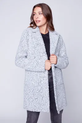 Solid boucle coat