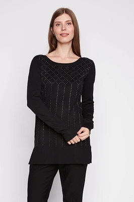 Diamond stud detail tunic sweater