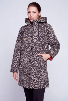 Animal print hooded jacket