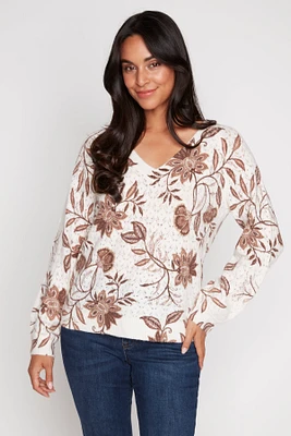 Floral pointelle sweater