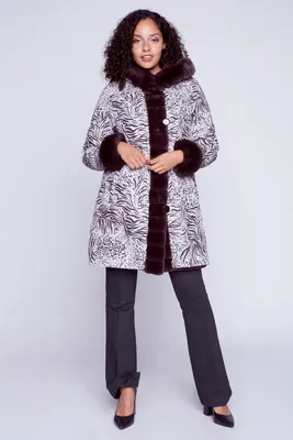 Reversible fun fur coat