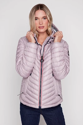 Quilted jacket with contrast trim