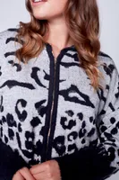 Animal print eyelash cardigan