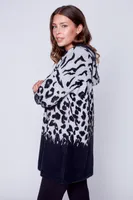 Animal print eyelash cardigan