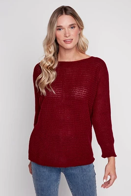 Dolman sleeve rib sweater