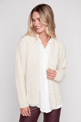 Laddle stitch sweater cardigan